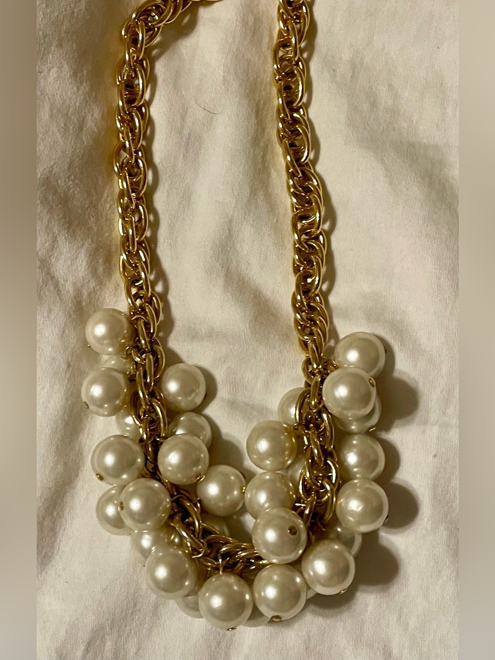 Napier Gold-Tone Chain Necklace with Cream Pearls
